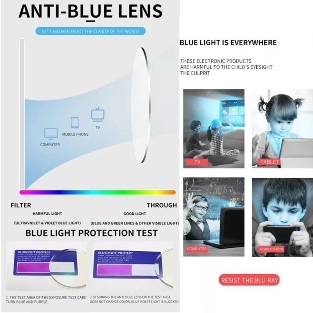 Kids anti blue light‎ glasses pink frames